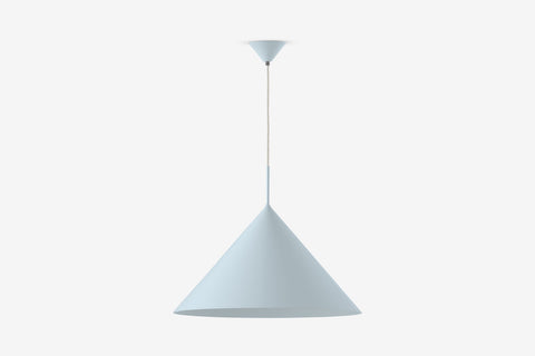 Jasnoniebieska lampa wisząca ze stożkowym kloszem