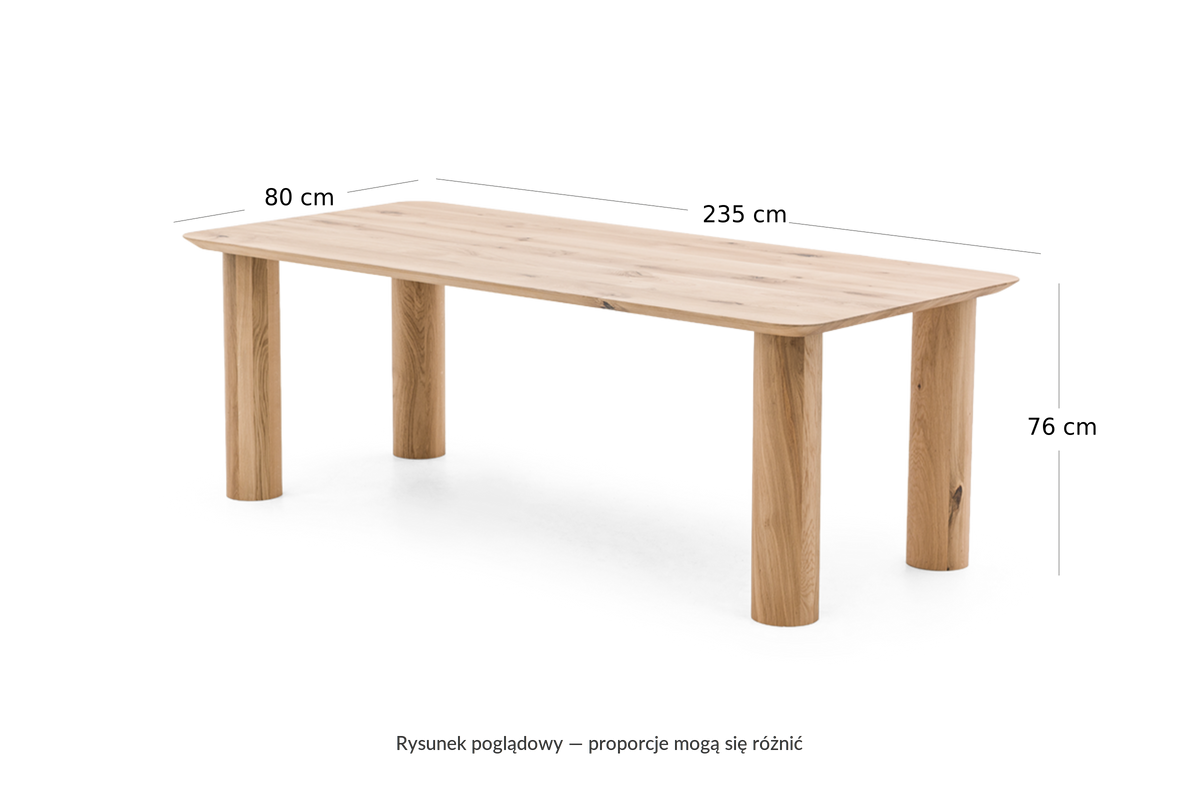 TODO 235 × 80 × 76 cm — rysunek poglądowy